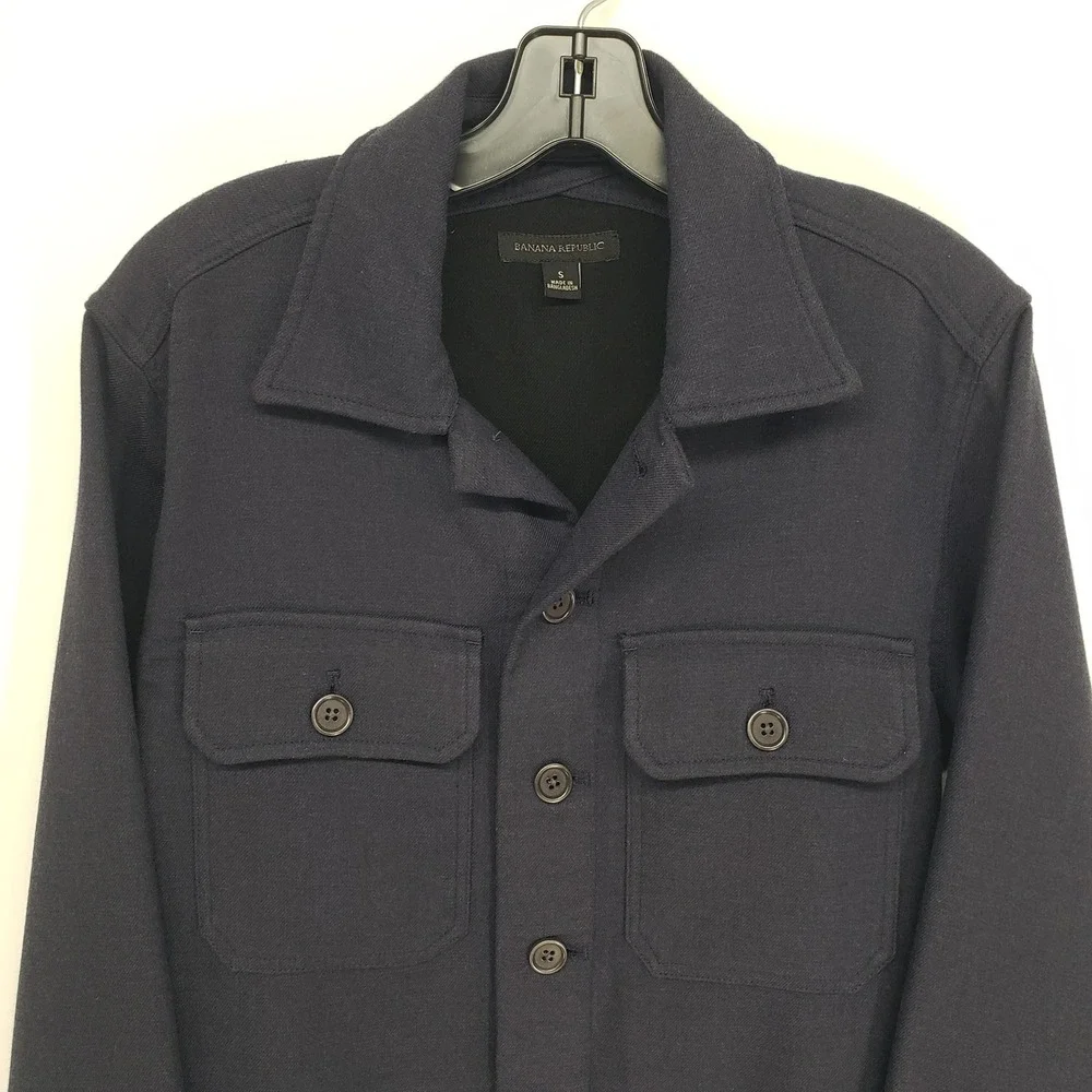 Banana Republic Navy Blue Shirt Jacket Mens Size Small Utility Shacket Pockets
